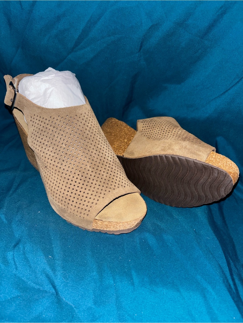A. Giannetti Perforated Open-Toe Wedge Sandals - Brown